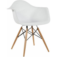 Nicer Furniture Eiffel Style Armchair - White Seat with Natural Wood Legs-Dining Chair