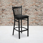 Flash Furniture HERCULES Series Black Vertical Back Metal Restaurant Barstool - Black Vinyl Seat - 2 Pack-Welded Joint Assembly