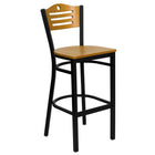 Flash Furniture Hercules Series Black Slat Back Metal Restaurant Bar Stool, Natural Wood Back & Seat-500 lb. Weight Capacity