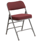 Flash Furniture HERCULES Series Premium Curved Triple Braced & Double Hinged Metal Folding Chair - Burgundy Fabric-Burgundy Fabric Upholstered Seat and Back