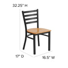 Flash Furniture HERCULES Series Black Ladder Back Metal Restaurant Chair - Natural Wood Seat-18 Gauge Steel Frame