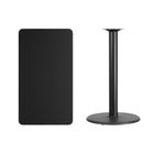 Flash Furniture 24'' x 42'' Rectangular Laminate Table Top, Black with 24'' Round Bar-Height Table Base (XUBK2442TR24B)-Black Laminate Top