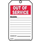 Equipment Status and Inspection Safety Tags, Out of service, SAU742, 25 Pack-Language - English