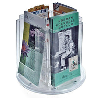 Azar Displays Tri-Fold 4-Pocket Revolving Modular Crystal Styrene Brochure Holder (252317)-Use for printed material measuring 9"H x 4.125"W