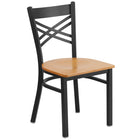 Flash Furniture HERCULES Series Black "X" Back Metal Restaurant Chair - Natural Wood Seat-500 lb. Weight Capacity
