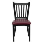 Flash Furniture HERCULES Series Black Vertical Back Metal Restaurant Chair - Burgundy Vinyl Seat-Metal Chair