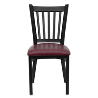 Flash Furniture HERCULES Series Black Vertical Back Metal Restaurant Chair - Burgundy Vinyl Seat-Metal Chair