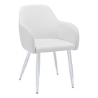 Monarch Specialties 1190 Dining Chair - White Leather-Look/Chrome - 2 Pack-Upholstered in a white leather-look fabric with a cushioned seat and padded back for comfort and support