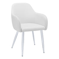 Monarch Specialties 1190 Dining Chair - White Leather-Look/Chrome - 2 Pack-Upholstered in a white leather-look fabric with a cushioned seat and padded back for comfort and support
