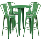 30'' Round Green Metal Indoor-Outdoor Bar Table Set with 4 Cafe Barstools [CH-51090BH-4-30CAFE-GN-GG]-Metal Cafe Bar Table