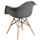 Flash Furniture Alonza Series Plastic Chair with Wooden Legs - Moss Grey - 2 Pack-Waterfall Seat reduces pressure on your legs