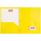 JAM Paper Plastic POP Two Pocket Clasp School Folders with Prong Clip Fasteners, Yellow, 96 Pack (382ECYED)-Usage: Folders are perfect for helping you stay organized at school, the office, home, or on the go