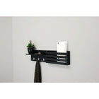 nexxt FN00396-6INT Sydney Wall Shelf and Mail Holder with 3 Hooks, 24" x 6", Black-Material: floating wall shelf is made of high-quality, durable medium-density fiberboard (MDF) that provides stability. rely on the shelf to keep your items safe and sound, with a visually pleasing finish
