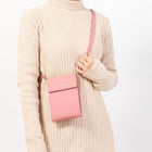 Champs RFID Blocking Smartphone Bag - Pink-Removable and Adjustable shoulder strap- 15" - 28" shoulder drop