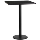 Flash Furniture 24'' Square Laminate Table Top, Black with 18'' Round Bar-Height Table Base (XUBK2424TR18B)-Bar Height Hospitality Table