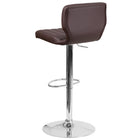 Flash Furniture Contemporary Brown Vinyl Adjustable Height Barstool with Vertical Stitch Back & Chrome Base - 2 Pack-Vertical Line Design