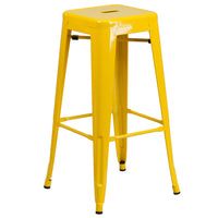Flash Furniture 30" High Backless Metal Indoor-Outdoor Barstool with Square Seat - Yellow-Stackable Industrial Style Modern Stool