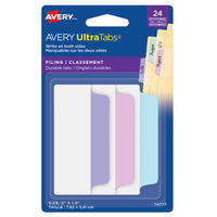 Avery Ultra Writable Filing Tabs - 3" x 1½" Repositionable Two Sided - Pastel Colour - 24 Pack-White