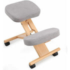 Nicer Furniture Kneeling Chair with Memory Foam - Natural Wooden Frame Grey Fabric-Dual Wheel Casters