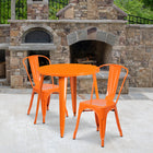 30'' Round Orange Metal Indoor-Outdoor Table Set with 2 Cafe Chairs [CH-51090TH-2-18CAFE-OR-GG]-30"W x 30"D x 29.50"H