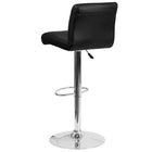 Flash Furniture Contemporary Black Vinyl Adjustable Height Barstool with Rolled Seat & Chrome Base-Exposed Embellished Stitching on Back