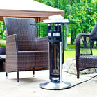 ENER-G+ HEA-14756LED Heated Infrared Bistro Table-A unique Bistro style heated table with tempered glass and LED designer Blue light