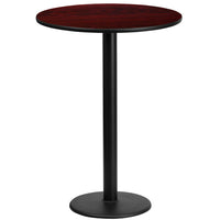 Flash Furniture 24'' Round Laminate Table Top, Mahogany with 18'' Round Bar-Height Table Base (XURD24MATR18B)-Bar Height Hospitality Table