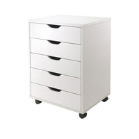 Winsome Halifax Cabinet for Closet / Office, 5 Drawers, White-Halifax storage carts feature a multitude of drawers for easily accessible storage in your home office, kitchen, craft room, or a child's room.