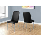 Monarch Specialties 1034 Dining Chair - Black Leather-Look/Chrome - 2 Pack-Parson