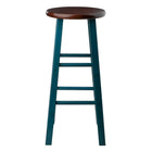Winsome Wood Ivy 29" Bar Stool Rustic Teal with Walnut Seat (62230)-Made of Solid Wood