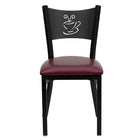Flash Furniture HERCULES Series Black Coffee Back Metal Restaurant Chair - Burgundy Vinyl Seat-Metal Chair