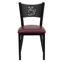 Flash Furniture HERCULES Series Black Coffee Back Metal Restaurant Chair - Burgundy Vinyl Seat-Metal Chair