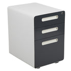 Flash Furniture Ergonomic 3-Drawer Mobile Locking Filing Cabinet with Anti-Tilt Mechanism & Letter/Legal Drawer - White/Charcoal-Sleek appearance with inset handles