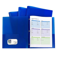 C-Line Two-Pocket Heavyweight Poly Portfolio Folders with Prongs, Blue, 8.5" x 11" (CLI32965)-Blue heavyweight polypropylene folder