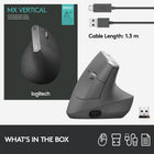 Logitech MX Vertical Ergonomic Wireless Mouse - Graphite-4 Customizable buttons (By default: Back/Forward, DPI, Middle click)