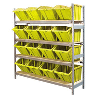 Kleton Wide Span 4 Shelf Shelving with Plastic Bins, Assorted-Ideal for storing supplies in warehouses or shops