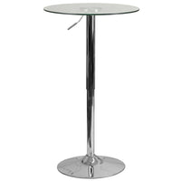 Flash Furniture 23.5" Round Adjustable Height Glass Table-Cocktail Table