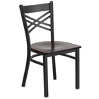 Flash Furniture HERCULES Series Black "X" Back Metal Restaurant Chair - Walnut Wood Seat-500 lb. Weight Capacity