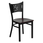 Flash Furniture HERCULES Series Black Coffee Back Metal Restaurant Chair - Mahogany Wood Seat-500 lb. Weight Capacity