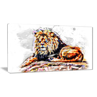 Designart Captivating King Large Animal Canvas Artwork, (PT2359-32-16)-Print