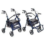 Drive Medical Duet Transport Wheelchair Rollator Walker, Blue-26. 00"L x 25. 50"W x 31. 50"H