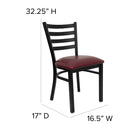 Flash Furniture HERCULES Series Black Ladder Back Metal Restaurant Chair - Burgundy Vinyl Seat-Curved Support Bar