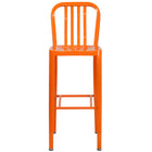 Flash Furniture 30" High Orange Metal Indoor-Outdoor Barstool with Vertical Slat Back-Industrial Style Modern Barstool