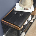 Vasagle Industrial Rustic Styled Shoe Bench with Padded Faux Vintaged Leather Cushion-Easy assembly