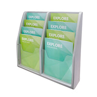 Deflecto Multi-Compartment Deluxe Literature Display - 8 Compartments - Magazine Size - Grey (52209)-Literature display