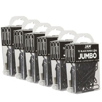 JAM Paper Coloured Jumbo Paper Clips, Large, Black Paperclips, 6 Packs of 75, 450 Total (2184933g)-Black
