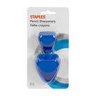 Staples Pencil Sharpeners - Assorted Colours - 2 Pack-Assorted colours include any combination of blue, pink, yellow, green or purple