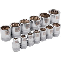 Dynamic Tools 3/8" Drive 13 Piece 12 Point, Standard SAE Socket Set, 1/4" - 1"-Contains: 1/4", 5/16", 3/8", 7/16", 1/2", 9/16", 5/8", 11/16", 3/4", 13/16", 7/8", 15/16", 1"