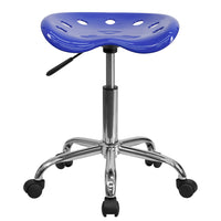 Flash Furniture Vibrant Nautical Blue Tractor Seat & Chrome Stool-Tractor Style Stool