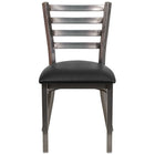 Flash Furniture HERCULES Series Clear Coated Ladder Back Metal Restaurant Chair - Black Vinyl Seat-Black Vinyl Upholstered Seat